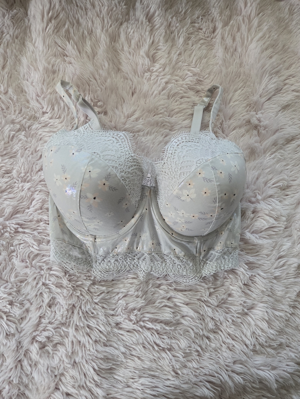 NWT Victoria's Secret Pale Blue Floral Lace Longline Bra